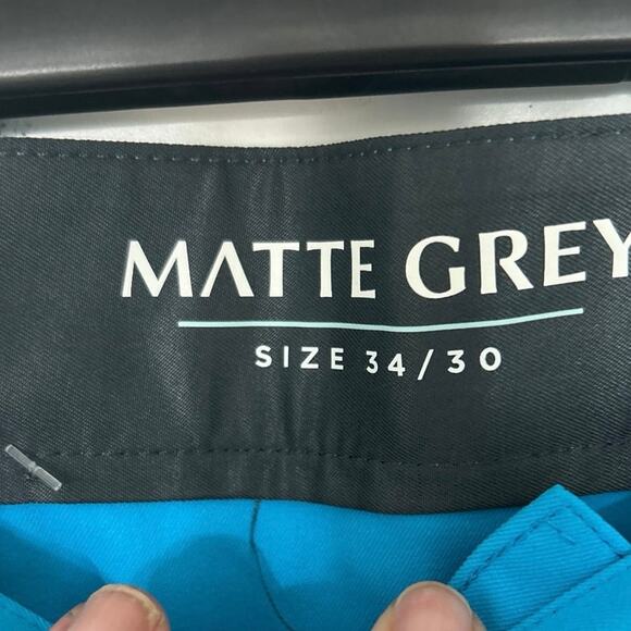 Matte Grey Wayfarer Golf Pants 34/30 Hawaiian Ocean Blue Performance Stretch New - Picture 9 of 11